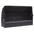 Black Poly Rattan Sun Lounger with Canopy and Cushion P5403