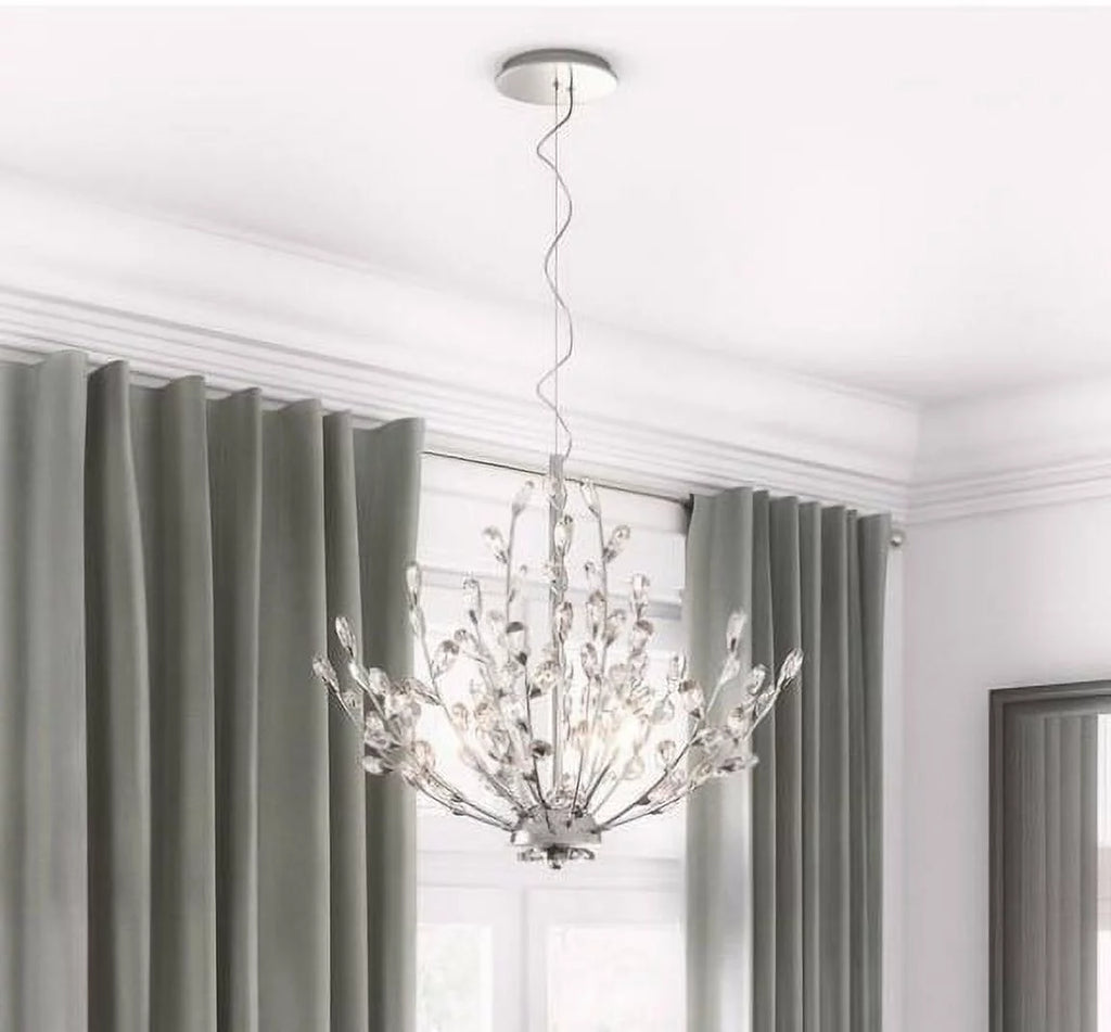5-Light Pendant Chrome Finish Crystal Clear Accents Bulbs Included X21008