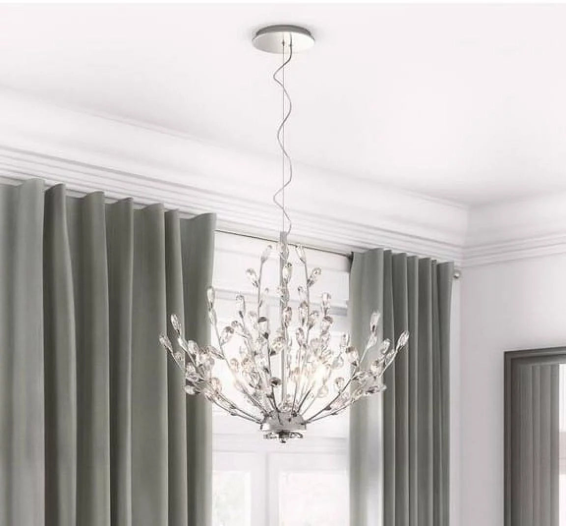 5-Light Pendant Chrome Finish Crystal Clear Accents Bulbs Included X21008