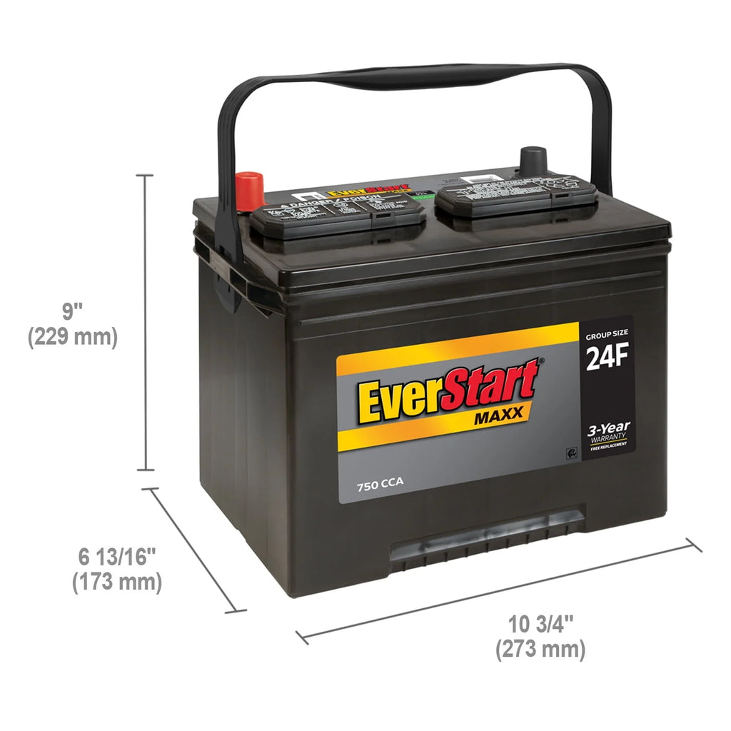 Lead Acid Automotive Battery, Group Size 24F 12 Volt, 750 CCA C2949