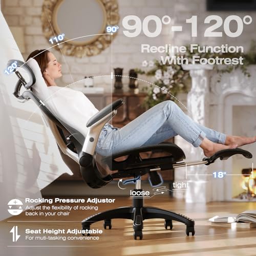Ergonomic Office Chair with Footrest and Mesh Y455