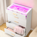 Black 5 Drawer Dresser with Tempered Glass Top H734