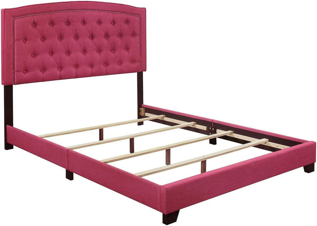 Queen Size Blue Upholstered Bed Frame J311978