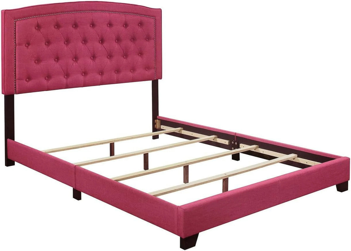 Queen Size Blue Upholstered Bed Frame J311978