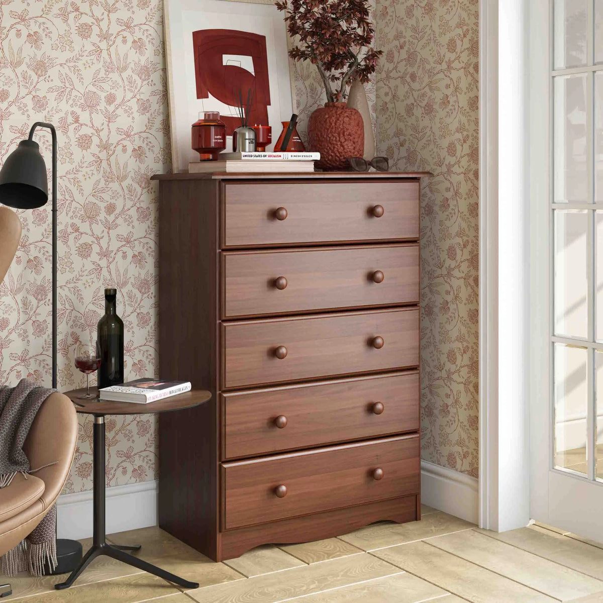 White 5-Drawer Solid Wood Chest Z69495
