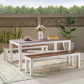 Dark Brown and White 3 Piece Outdoor Wood Picnic Set N324853