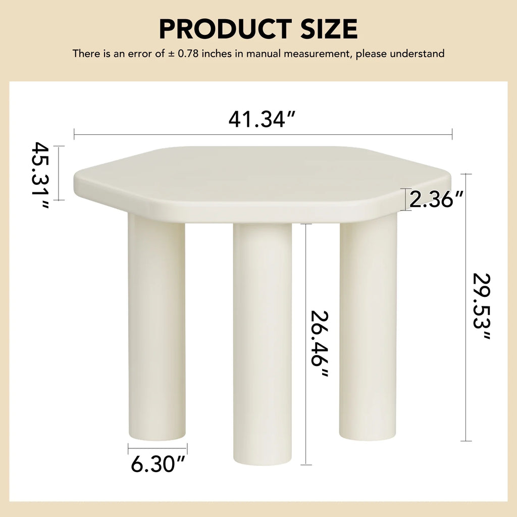 Cream White Hexagonal Dining Table I9525