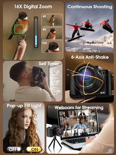 8K Digital Camera with WiFi Touch Screen 16X Zoom D57010