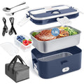 Electric Lunch Box Food Heater 60W 1.8L Stainless Steel Green Royal Blue B33332