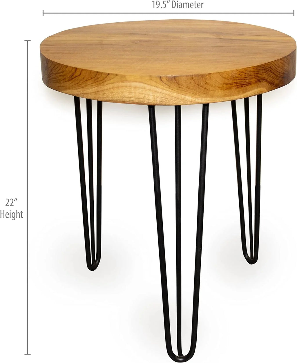 Round Teak Wood Accent End Table D324