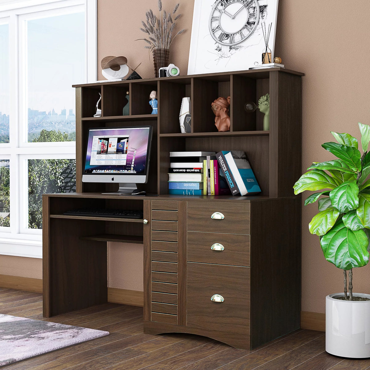 Computer Desk with Hutch L175599