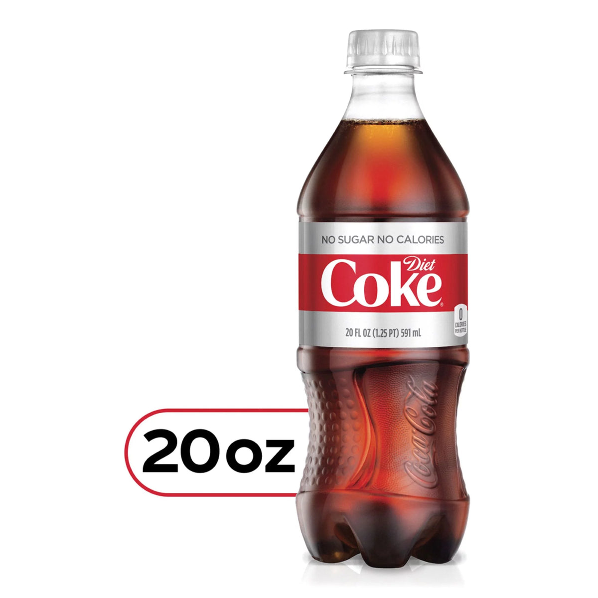 Diet Coke Soda 20oz Bottles, Quantity of 8 K311660