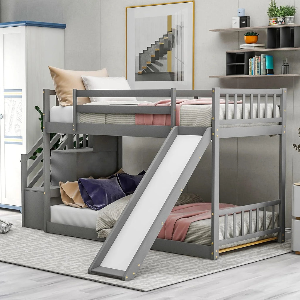 Kids Bunk Bed with Stairs and Slide O589