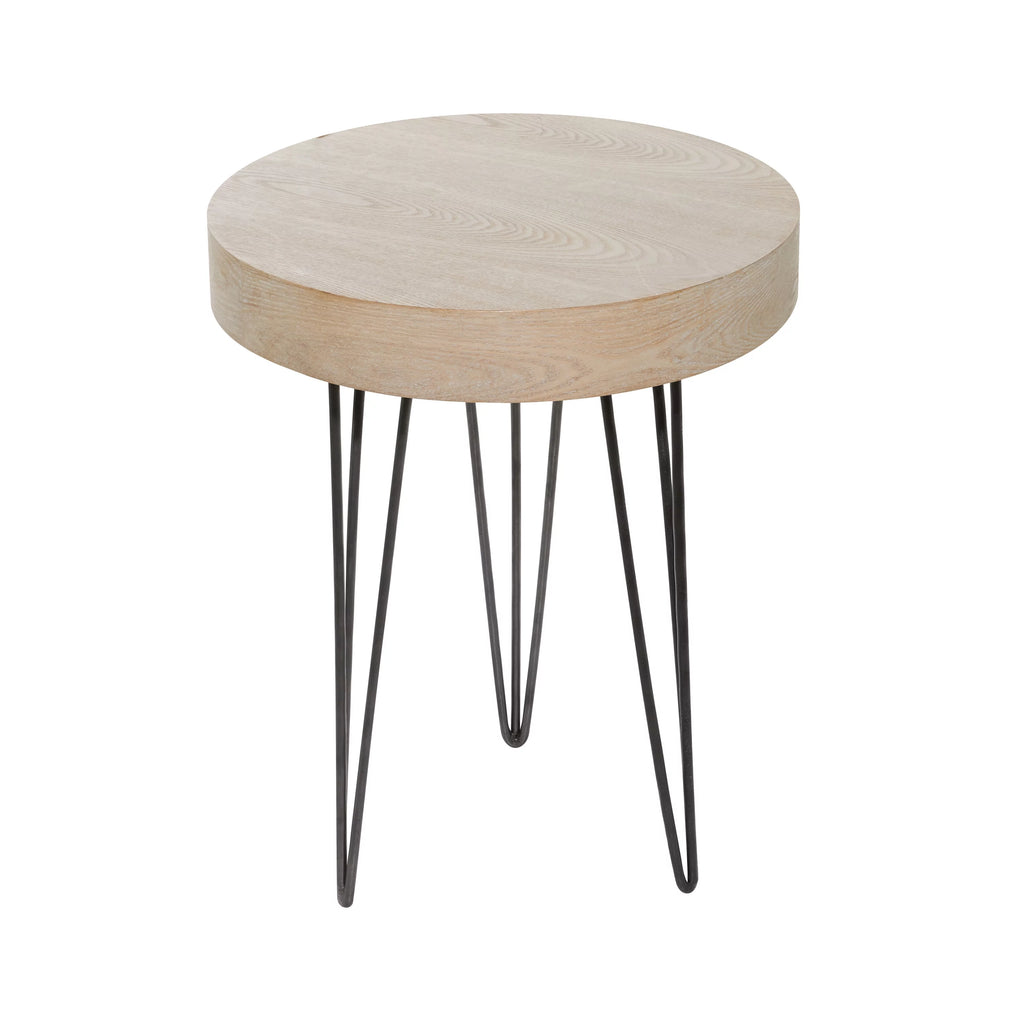 20" x 24" Brown Wood Accent Table with Black Metal Hairpin Legs Z76037