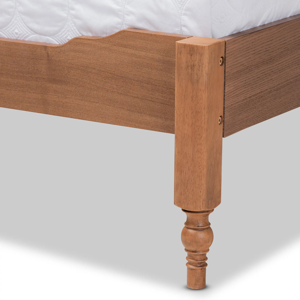 Ash Walnut Brown Wood Queen Size Platform Storage Bed with Built-In Shelves K26234