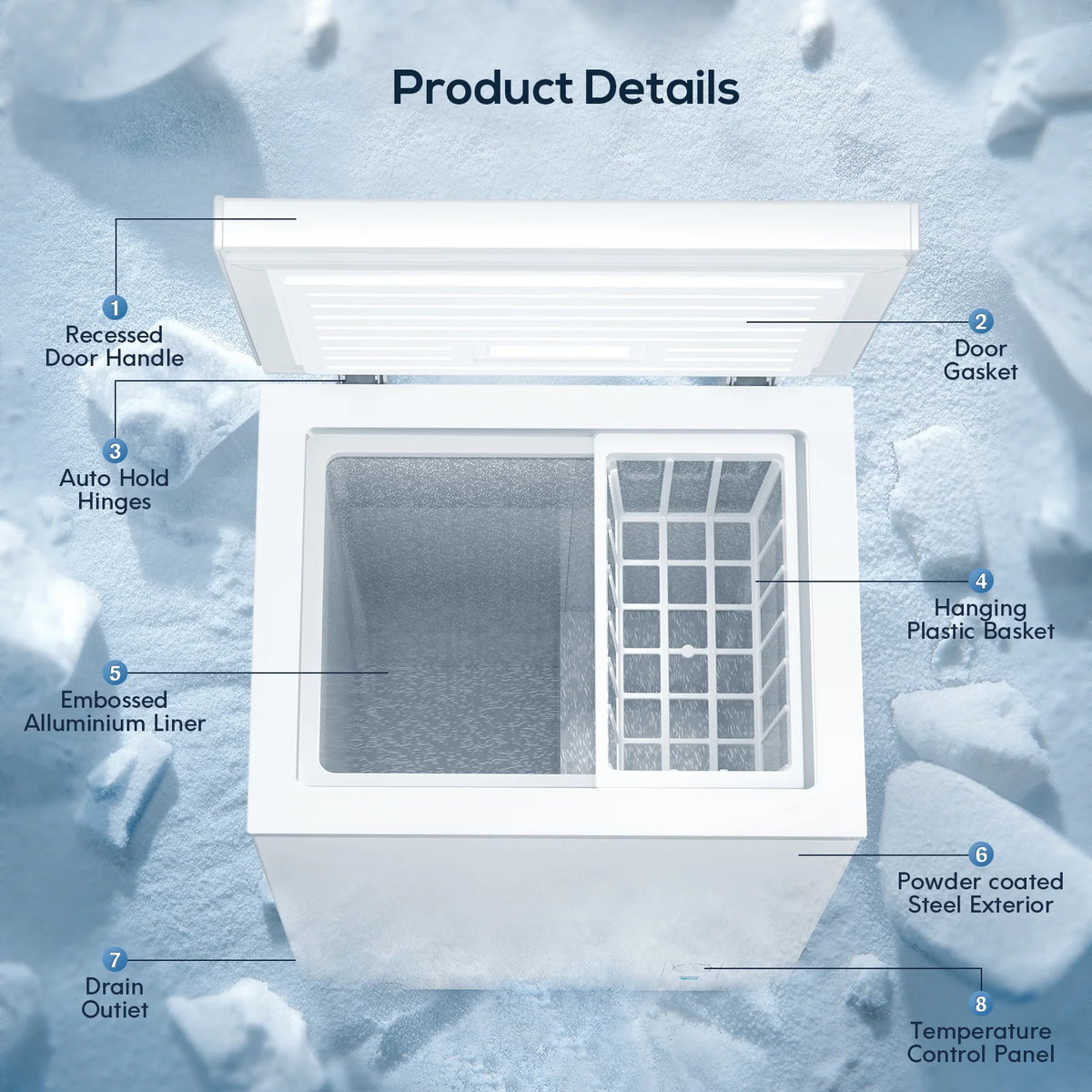 2.7 Cubic Feet White Chest Freezer R2852