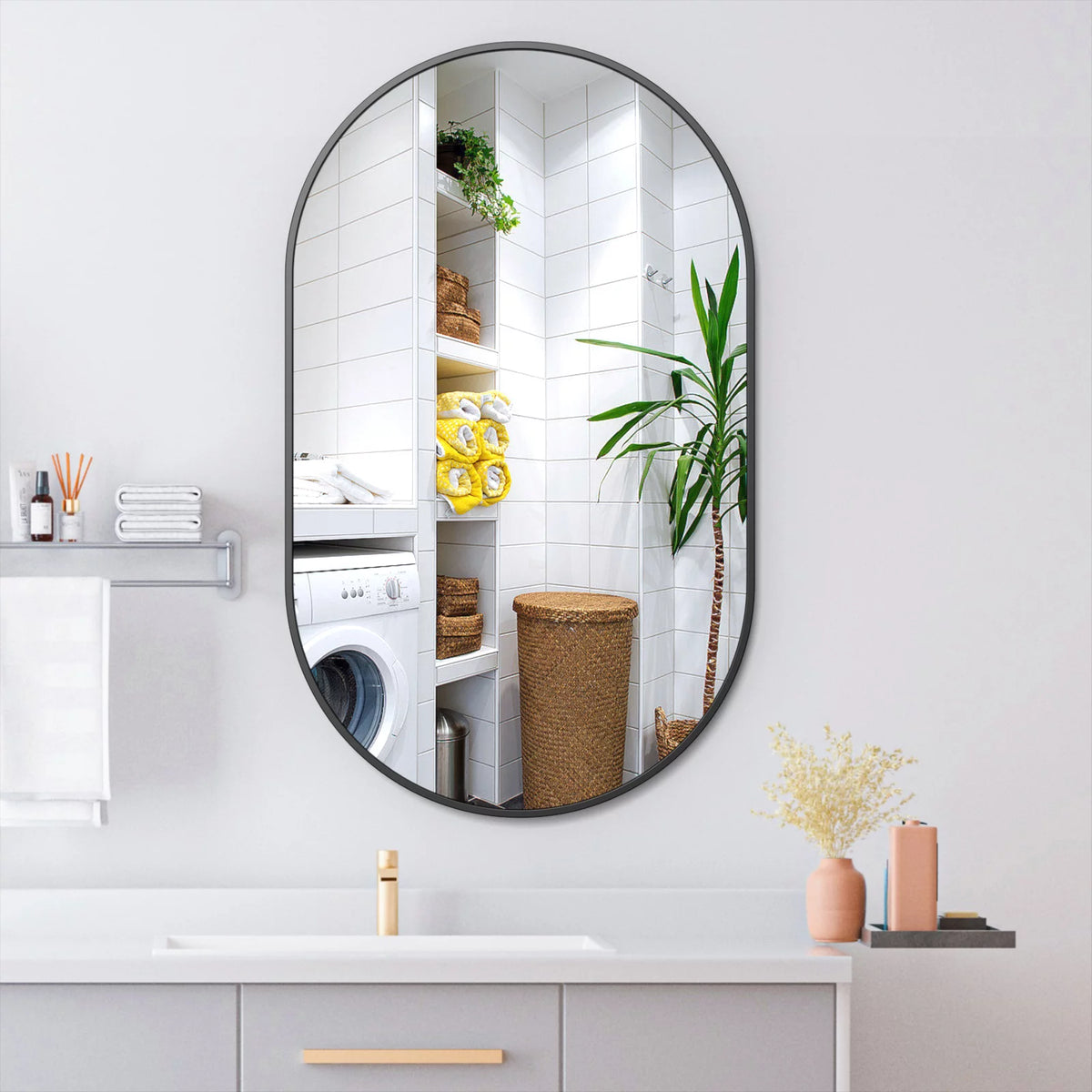 Oval Wall Mirror 30"x20" with Frame T352554
