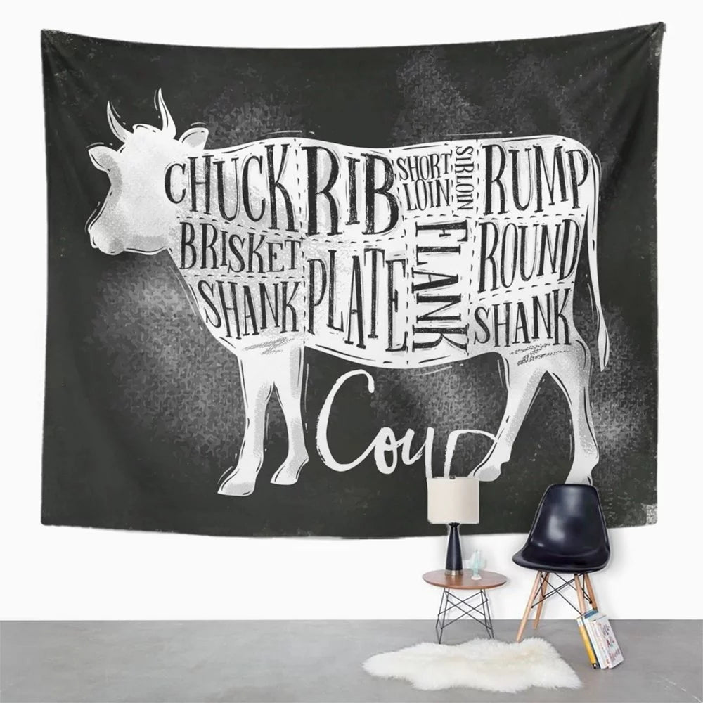 Beef Cutting Scheme Wall Art Hanging Tapestry 51x60 inch Q86980