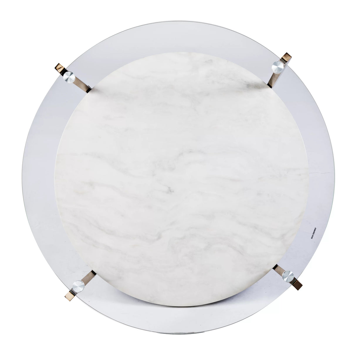Modern Faux Marble and Glass Top Round Coffee Table B8870