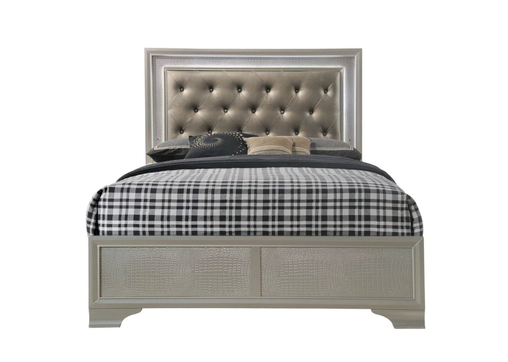 Queen Size Upholstered Panel Bed Chest Nightstand Set H2736