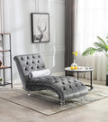 Gray Velvet Upholstered Chaise Lounge L110