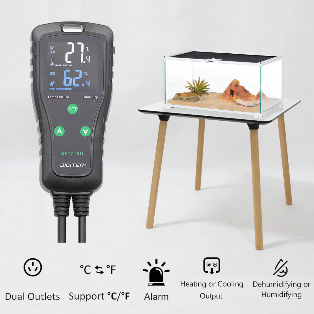 Temperature and Humidity Controller Outlet Plug in Thermostat D468