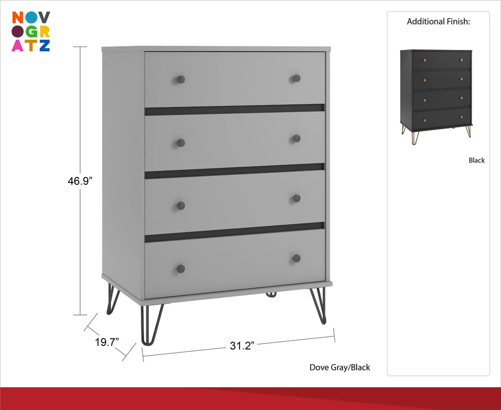 Black 4 Drawer Dresser E92295