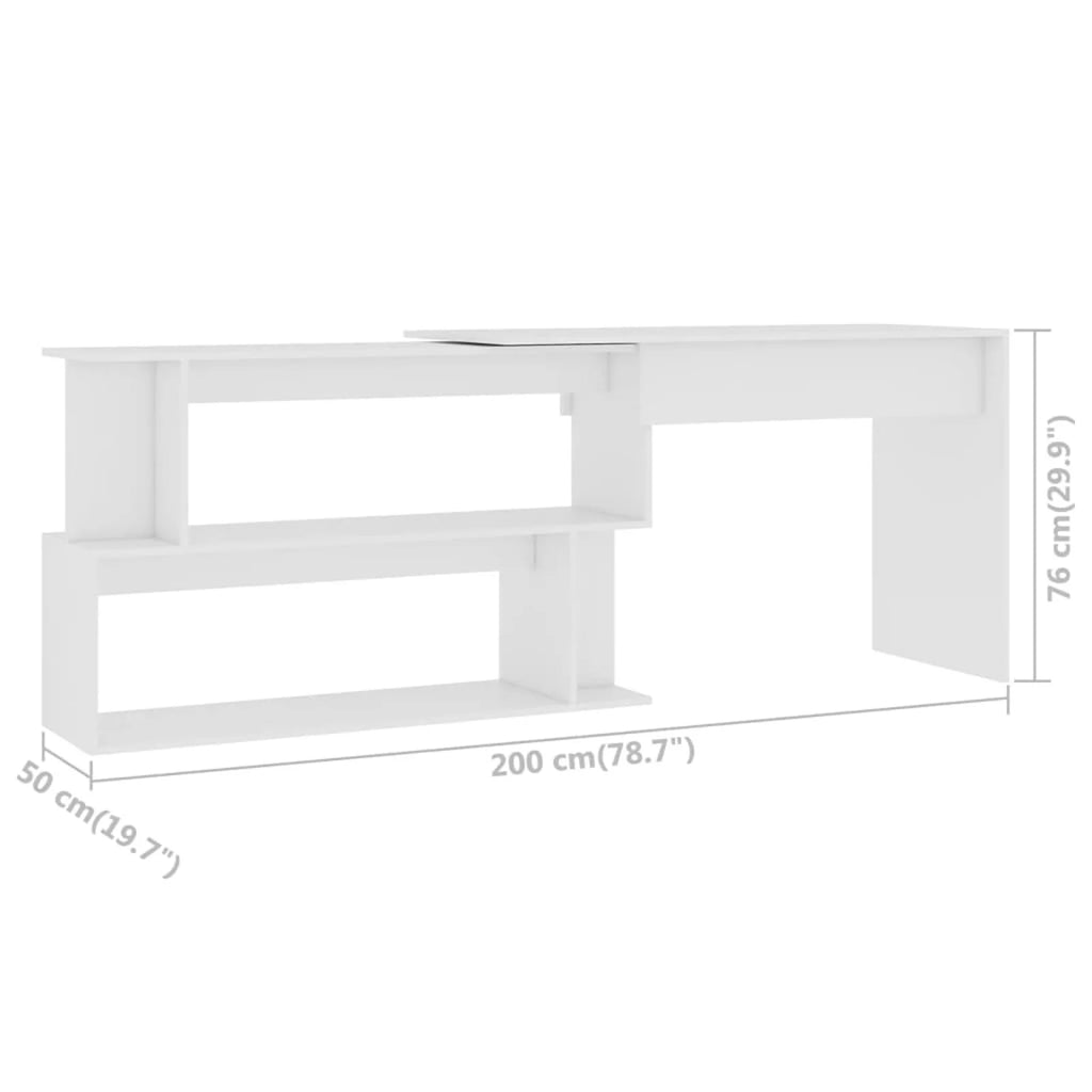 White Engineered Wood Corner Desk T6808