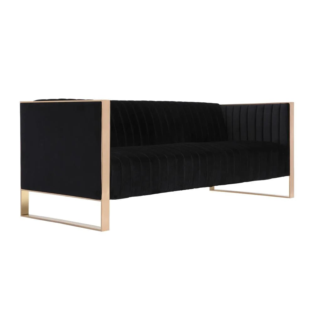 Black Velvet Sofa & Armchair Set G43993