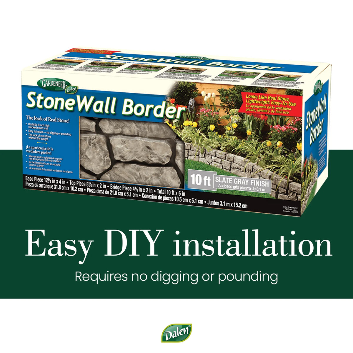 Slate Gray Plastic Garden Border Edging N8395