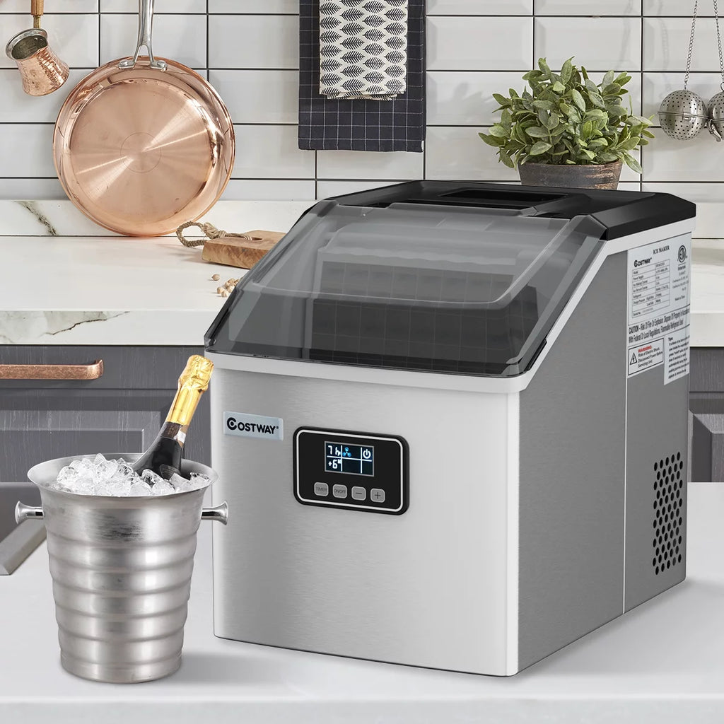Stainless Steel Countertop Ice Maker Machine with LCD Display E522