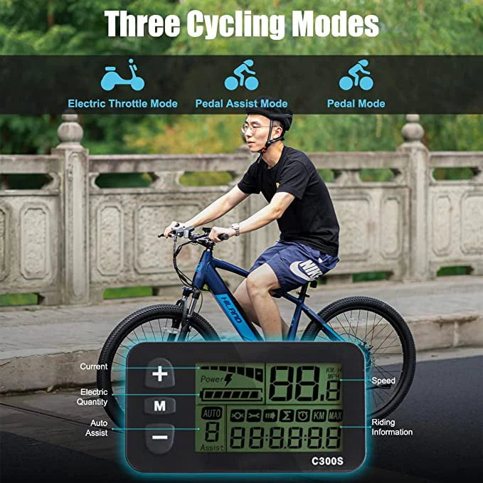 Blue 350W 36V 7-Speed Electric Bike Y83407