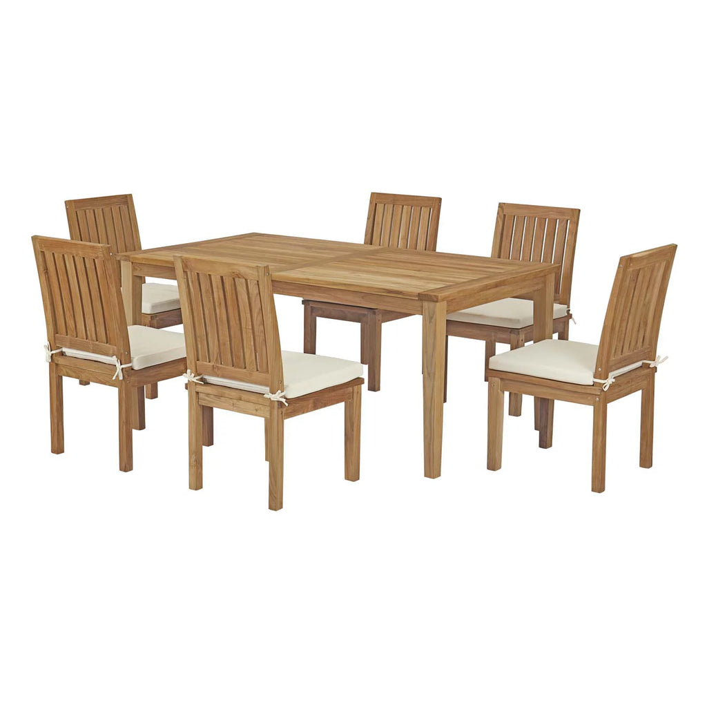 White Wood Outdoor Dining Chair and Table Set N8112