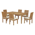 White Wood Outdoor Dining Chair and Table Set N8112