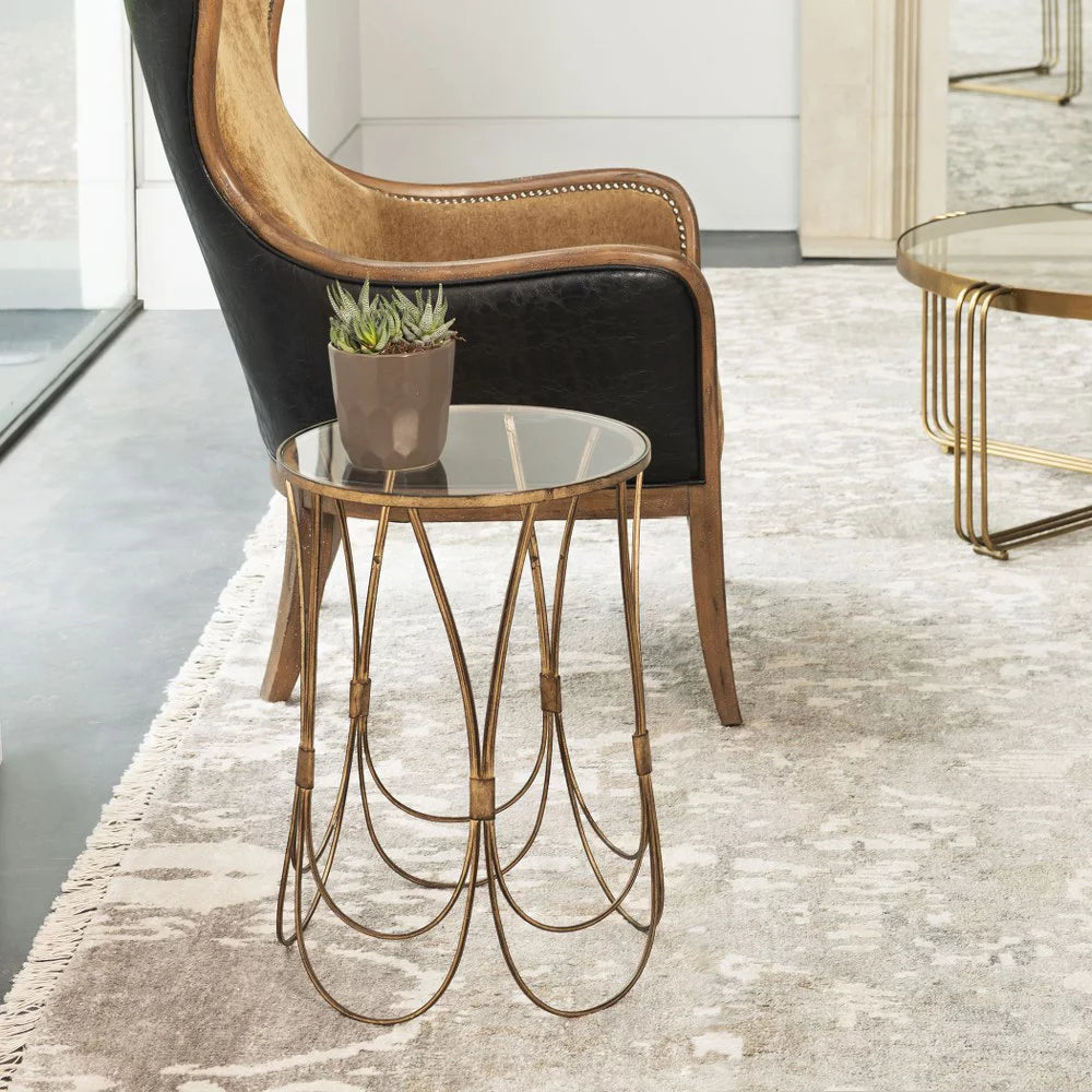 22 inch Round Clear Glass Top Accent Table I756608