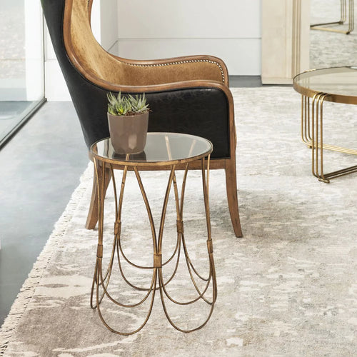 22 inch Round Clear Glass Top Accent Table I756608