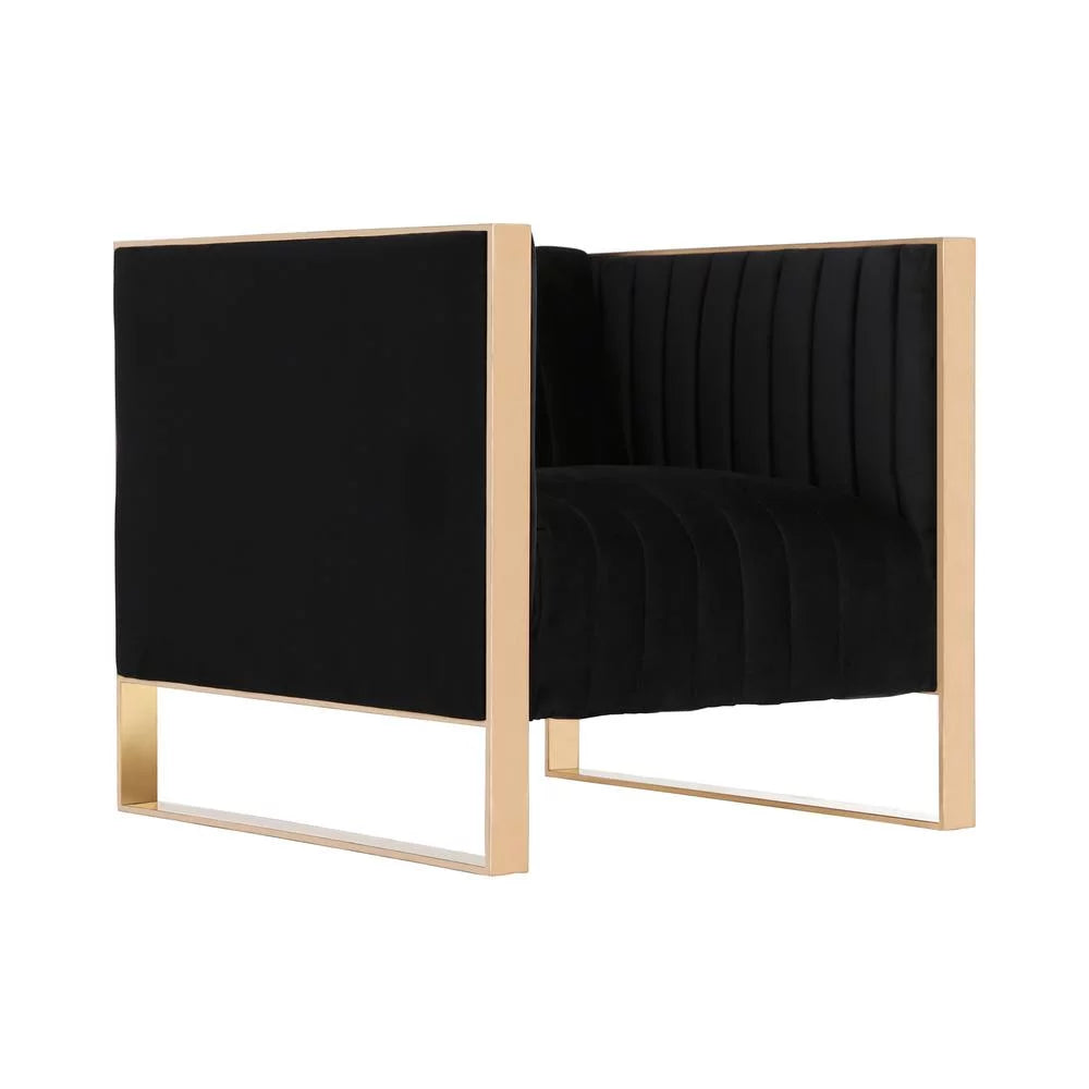 Black Velvet Sofa & Armchair Set G43993