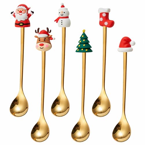 6 Pcs Stainless Steel Christmas Spoons G762524