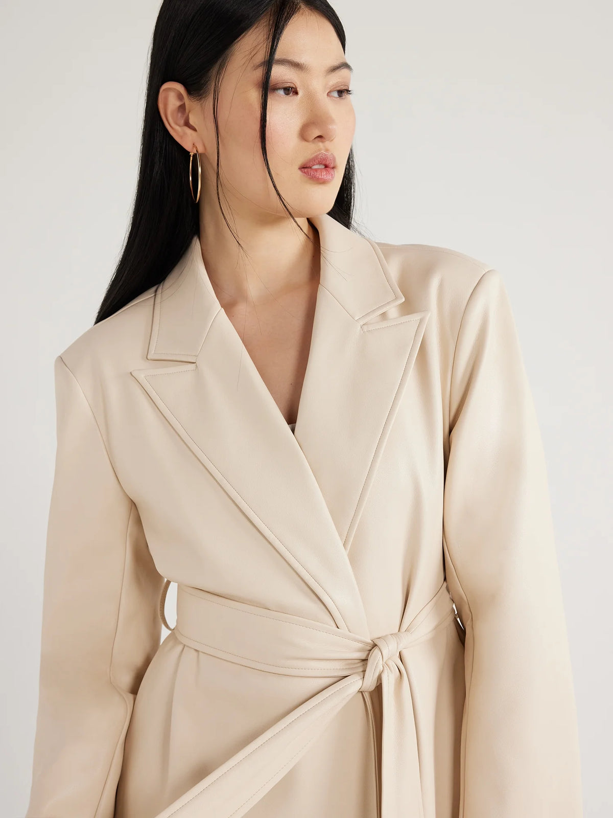 Women's Faux Leather Trench Coat V386