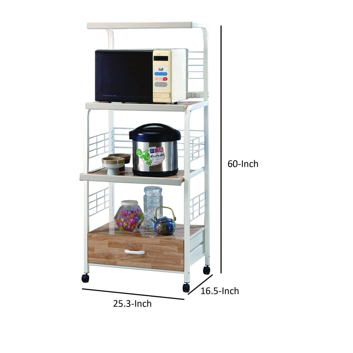 White Kitchen Shelf on Casters T806394