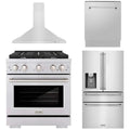30 Gas Range, Range Hood, Refrigerator with Water & Ice Dispenser, Dishwasher P839140
