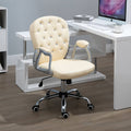 Vanity Office Chair Tufted Swivel Rolling with Height Adjustable Armrests C589