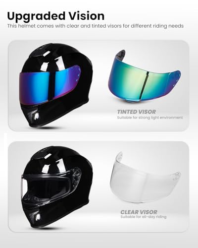 Full Face Motorcycle Helmet with Tinted Visor D89381