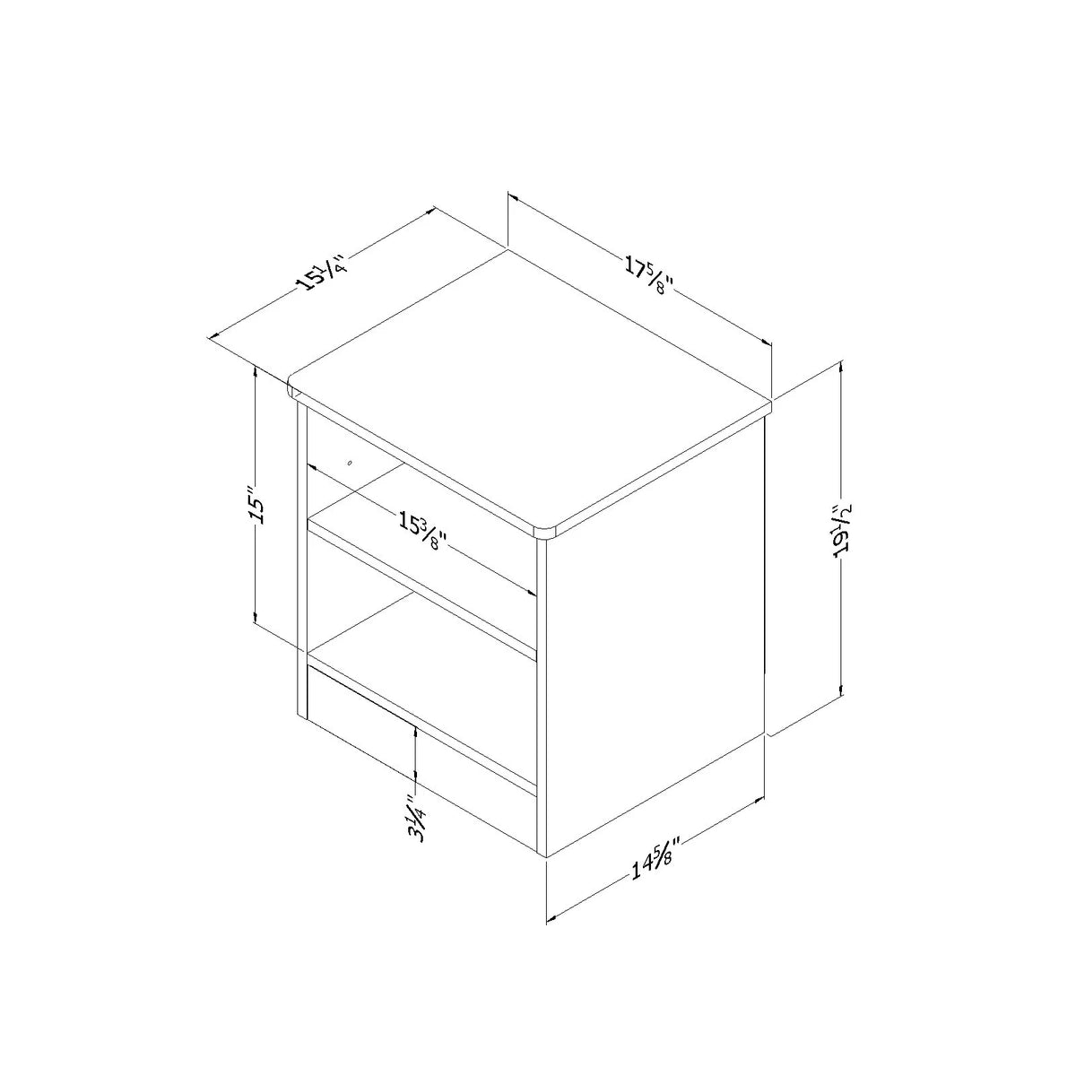 White 2-Shelf Nightstand K4962