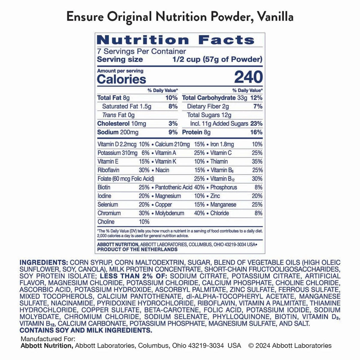 Vanilla Nutrition Powder 14.1 oz G90387