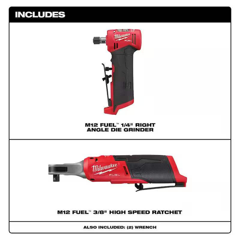 12V Lithium-Ion Brushless Cordless 3/8 in. Ratchet and 1/4 in. Right Angle Die Grinder C71232