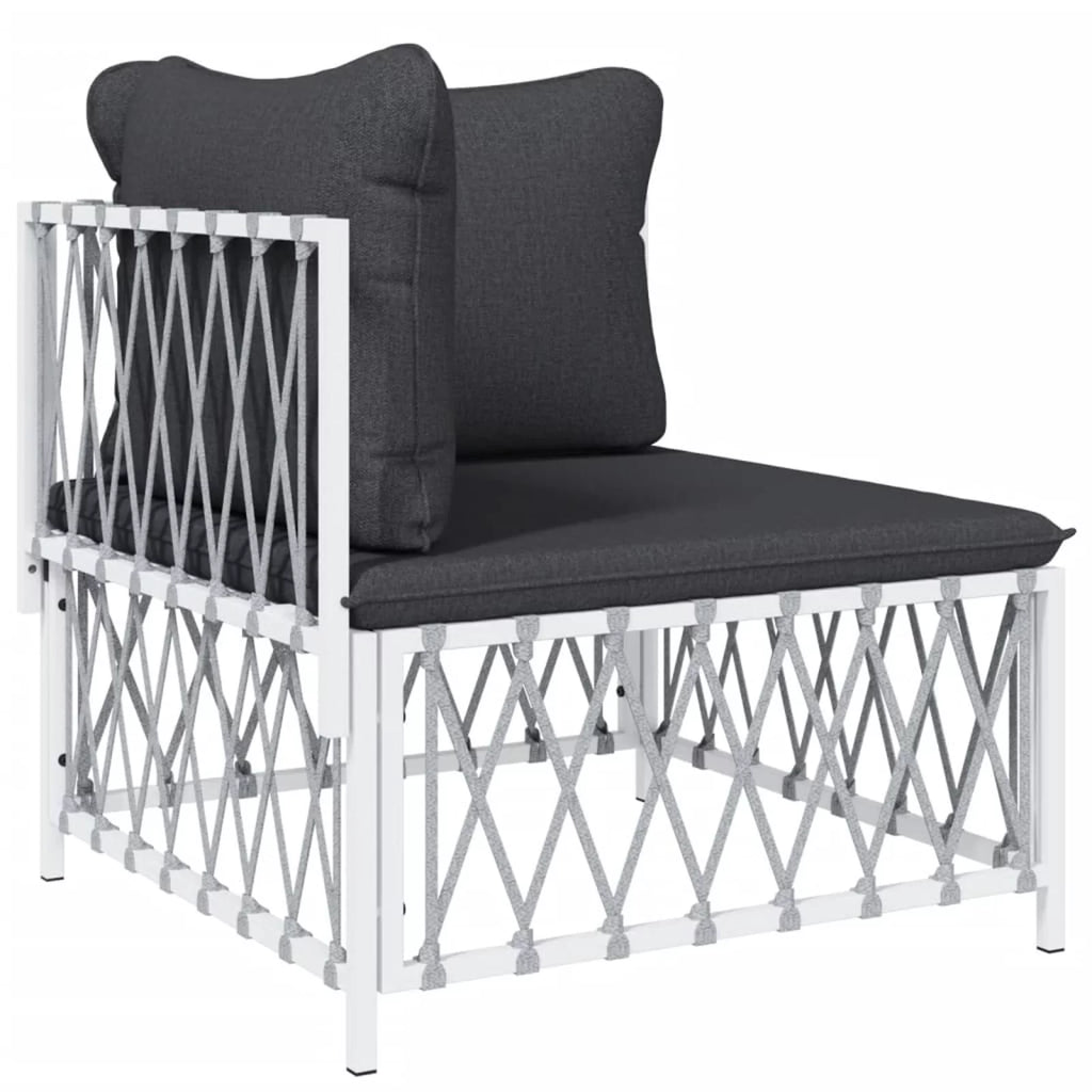 5 Piece Patio Set with Cushions White Steel F17375