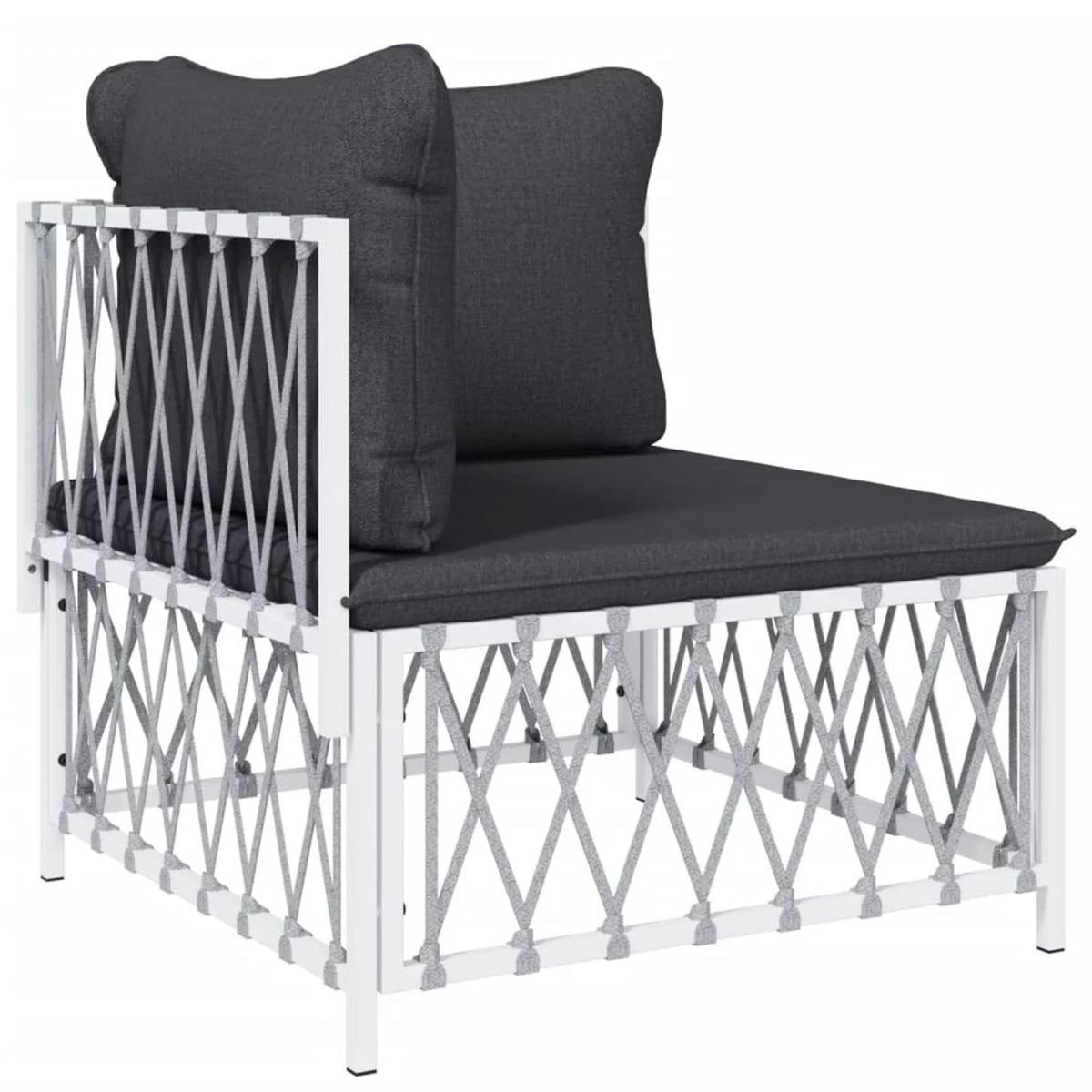 5 Piece Patio Set with Cushions White Steel F17375