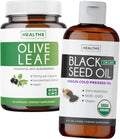Black Seed Oil Liquid & Olive Leaf Extract 8 fl oz 60 Capsule D8416