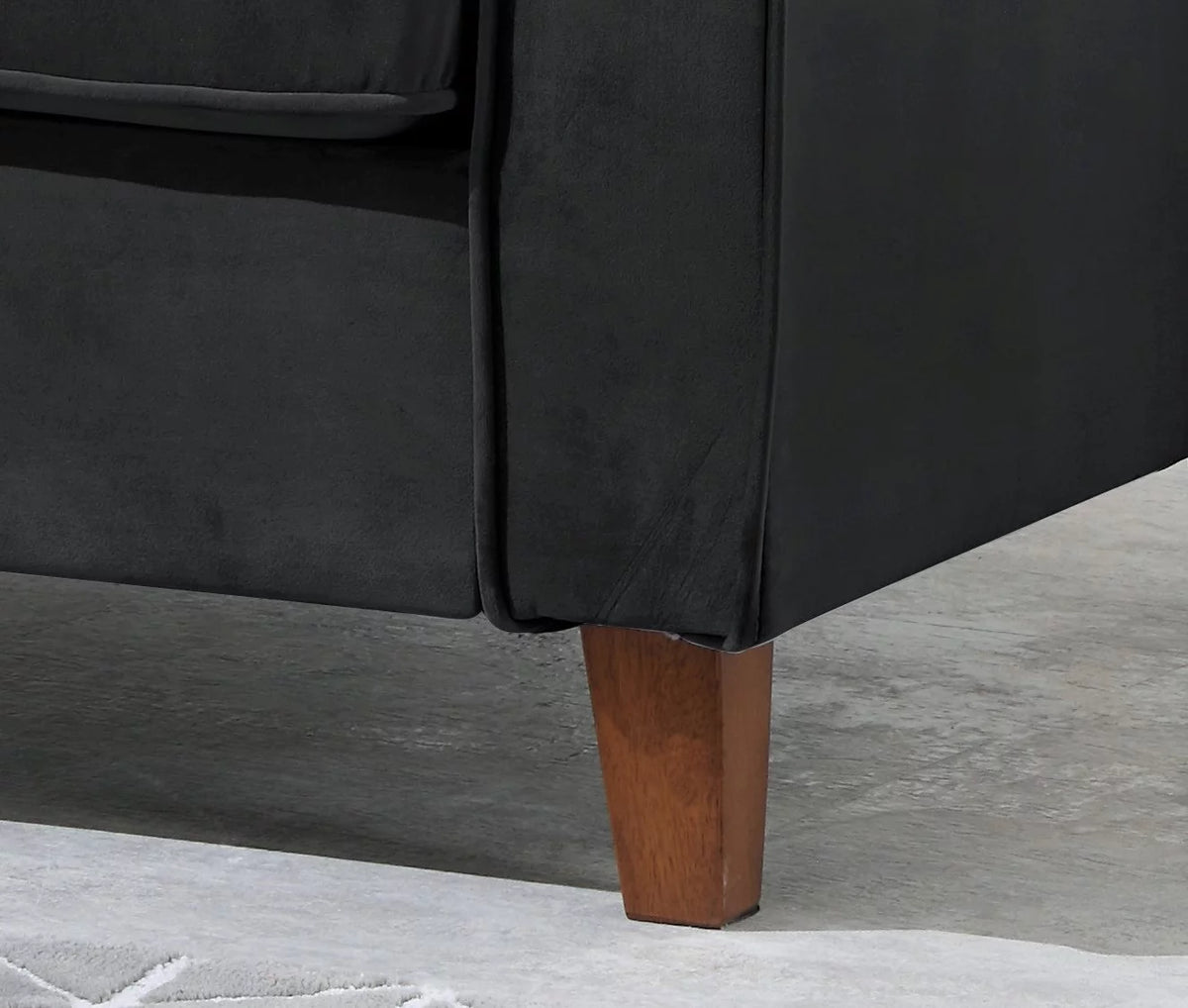 Velvet Rolled Arm Sofa, Black G28183